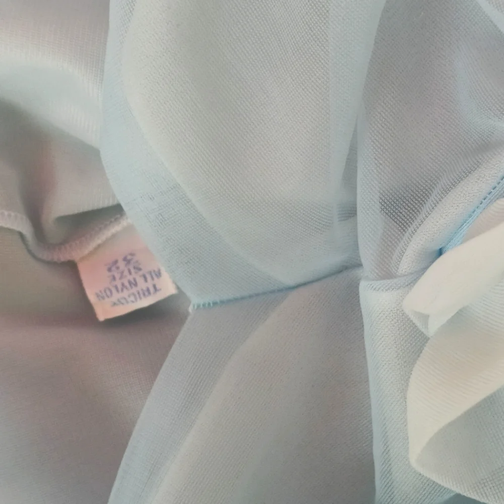 ADORABLE VINTAGE "VANITY FAIR" BLUE OMBRE DOUBLE NYLON CHIFFON NIGHTGOWN! - Picture 9 of 15
